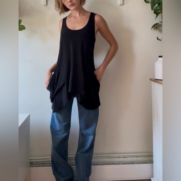Sympli Black Avant-Garde Asymmetrical Tank Top ( fits S-M) - Picture 1 of 5